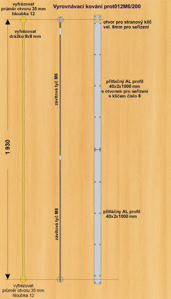 Vyrovnávací kování prot012M6/200